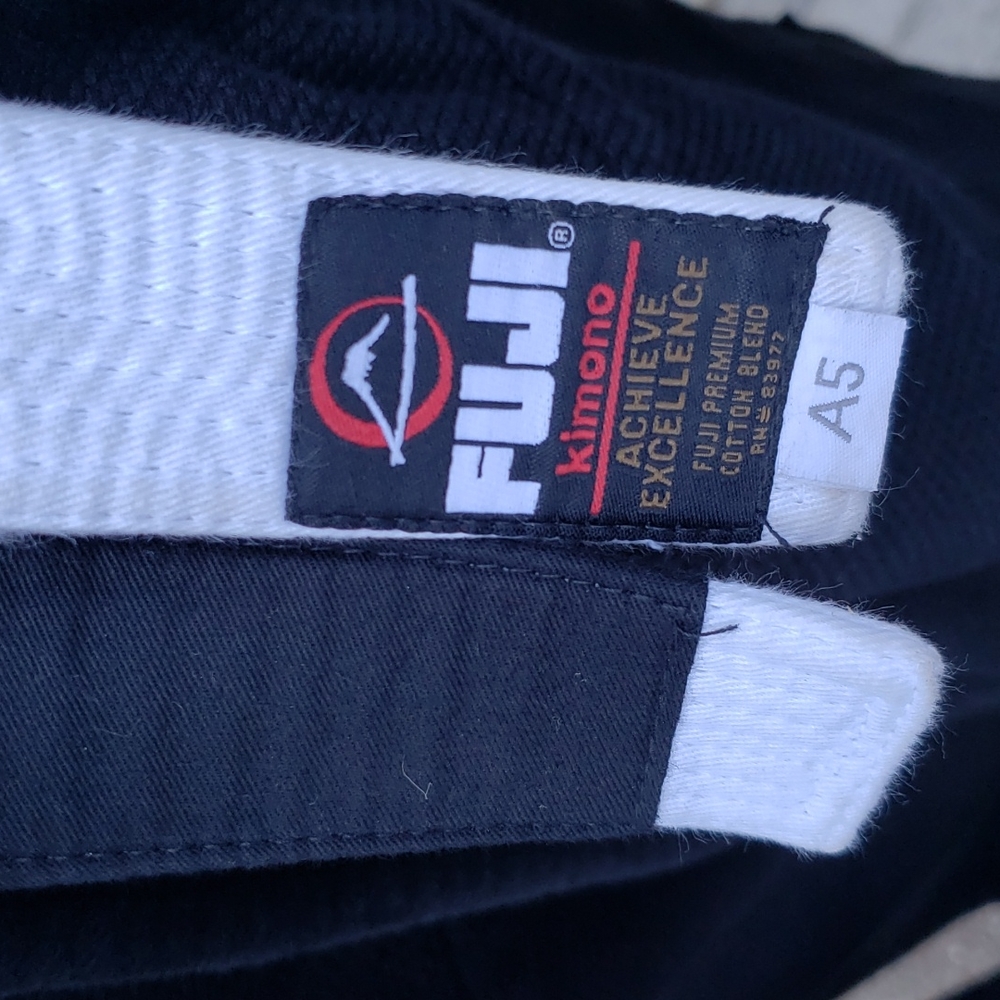 FUJI Full 3-Piece Martial Arts Gi Black with White Belt Size A5 3X - Picture 13 of 16